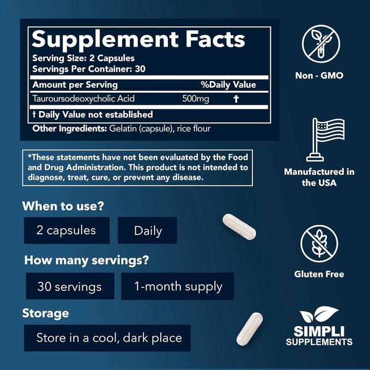 Cápsulas 500mg Ácido Taursodesoxicólico Para Salud Hepática - Imagen 2