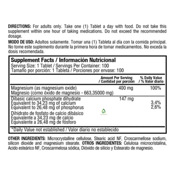 Magnesium Oxide 400 Mg X100 N/a - Imagen 2
