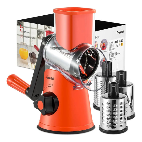 Rallador Rotativo De Queso Geedel 3 Cuchillas Facil Limpieza Envio Gratis