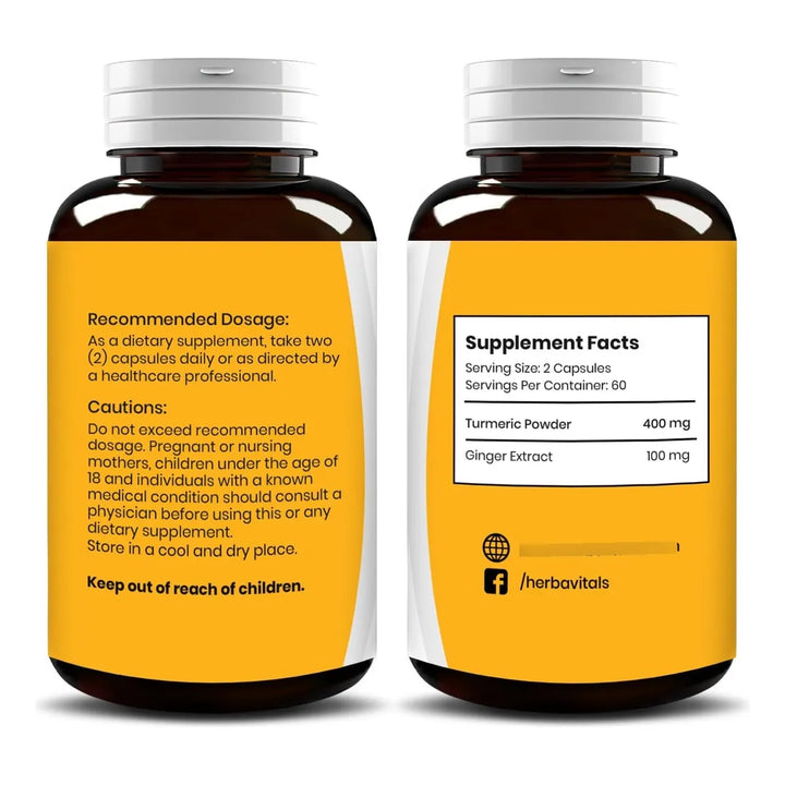 Cápsulas De Cúrcuma Y Jengibre 500 Mg 120 Unidades Curcumina - Imagen 2