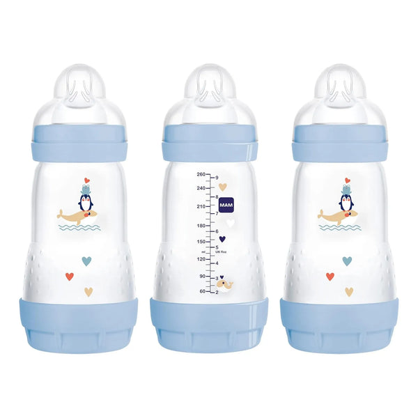 Biberón Anticólicos MAM Easy Start Con Tetina Silicona Flujo Medio Pack X3
