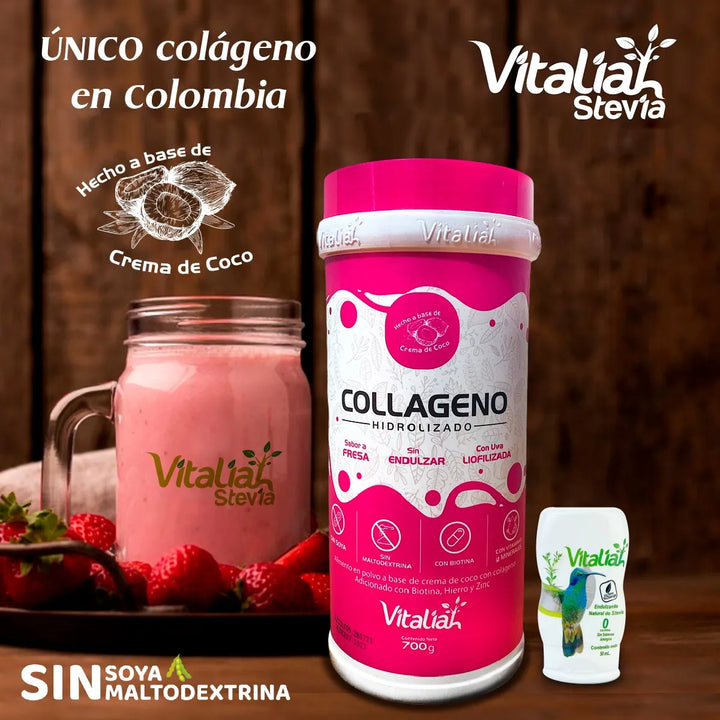 Kit Colágeno Hidrolizado Vitaliah Fresa Y Vainilla + Endulzante Monk 30ml - Imagen 5