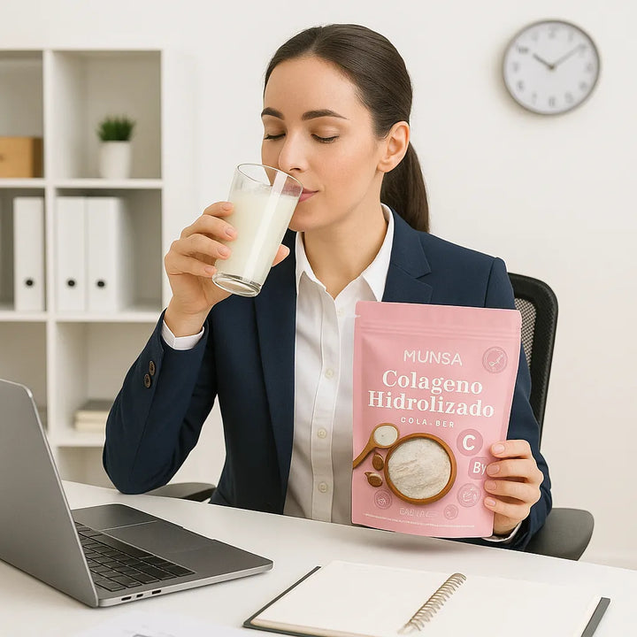 Colágeno Hidrolizado Munsa Con Vitamina C Biotina Calcio Y Prebióticos Suplemento Natural Para Piel Firme Cabello Radiante Y Articulaciones Fuertes - Imagen 5