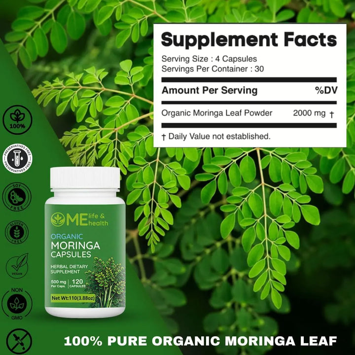 Cápsulas De Moringa Oleifera 100% Orgánica Polvo Puro Para S - Imagen 2