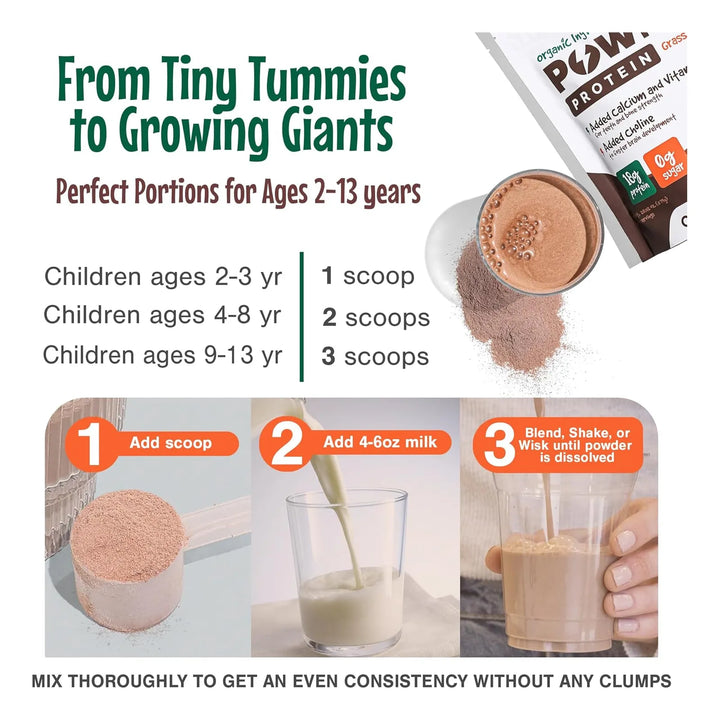 Proteína De Chocolate Para Niños 18g Suero De Leche Orgánico - Imagen 3