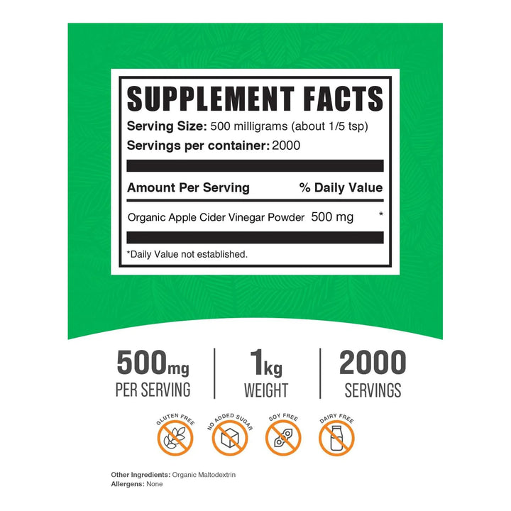 Polvo Orgánico De Vinagre De Sidra De Manzana 500 Mg Para Ap - Imagen 2