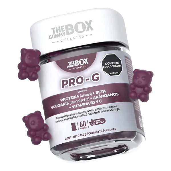 Gomitas Pro-g The Gummy Box X60 Con Proteína De Arveja Remolacha Arándanos Vitaminas B3 Y C Energía Y Antioxidantes Sin Azúcar - Imagen 1