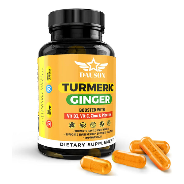 Cápsulas De Jengibre Cúrcuma Piperina Vitaminas Zinc Soporte Articular E Inmunológico