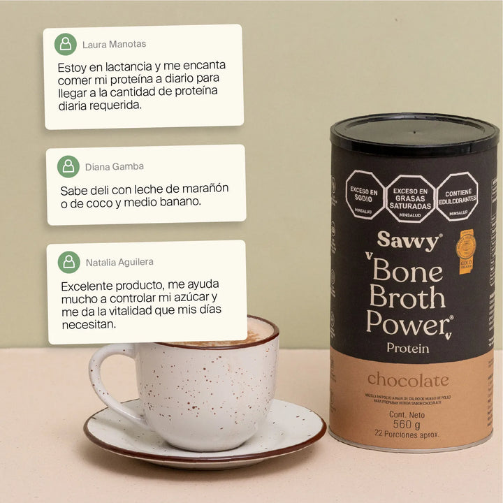 Proteína Chocolate Savvy Bone Broth 560g - Imagen 8