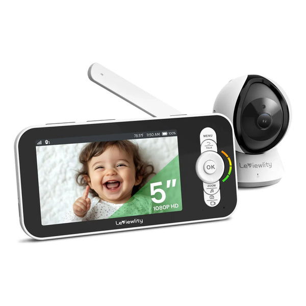 Monitor De Video Para Bebé HD 1080P 5 Pulgadas Con Visión Nocturna Y Batería 5000 mAh
