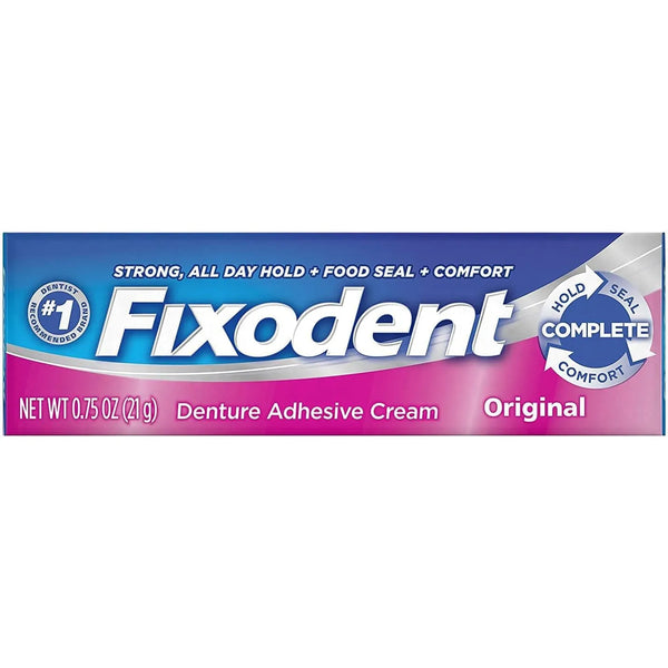 Fixodent Crema Adhesiva Para Dentaduras Originales 0.75 Oz Sujeción Fuerte Todo El Día