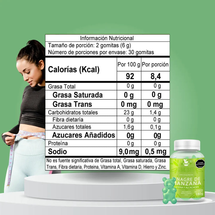 3 Gomas Vinagre Manzana Cafeína & Alcachofa Diuretico Adelgazante - Imagen 5