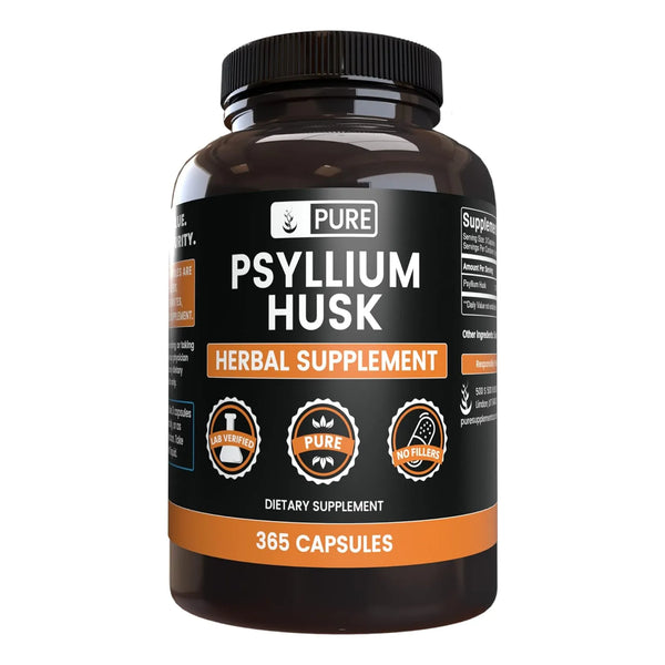 Cápsulas De Cáscara De Psyllium 365 Unidades Puro Sin Rellenos Digestión Saludable