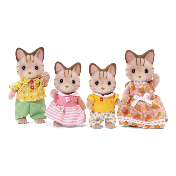 Familia Sandy Cat Calico Critters 5 Figuras Articuladas Con Ropa Extraíble