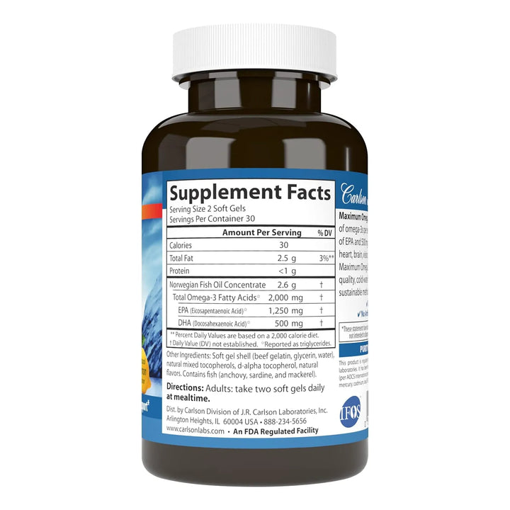 Carlson Maximum Omega 2000 Noruego 2000 Mg Omega 3 60 Cap - Imagen 2