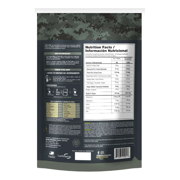 Proteina Gainer Titan Army 2 Lb - Imagen 2