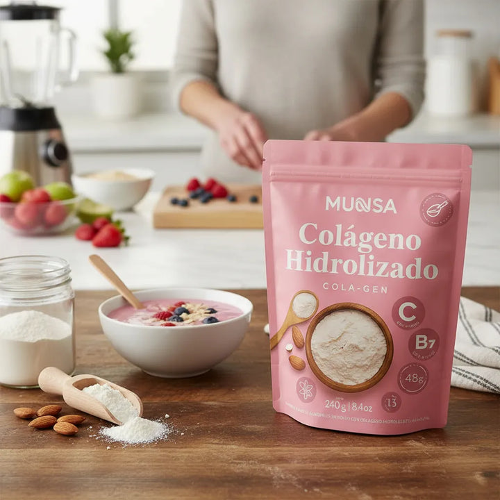 Colágeno Hidrolizado Munsa Con Vitamina C Biotina Calcio Y Prebióticos Suplemento Natural Para Piel Firme Cabello Radiante Y Articulaciones Fuertes - Imagen 6
