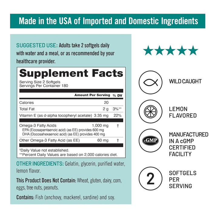 Aceite De Pescado Omega 3 Extra Fuerte 1000 Mg Epa 600 Dha V - Imagen 4
