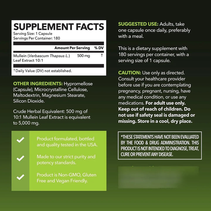 Cápsulas De Hoja De Gordolobo 5000 Mg Extracto 101 Apoyo Pul - Imagen 2