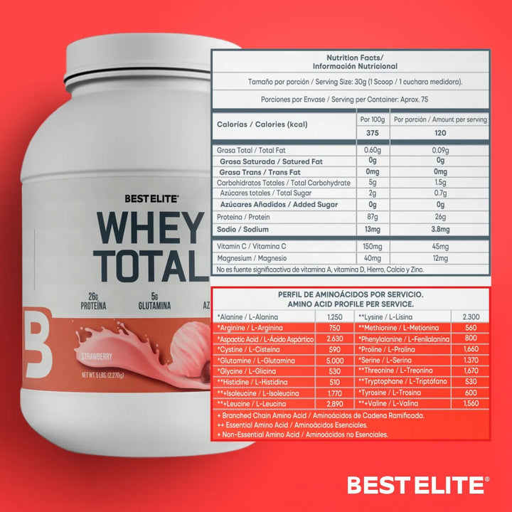 100% Whey Total 5 Libras Proteina Limpia 5lb 5 Lb De Best Elite Pure Protein Standard - Imagen 2