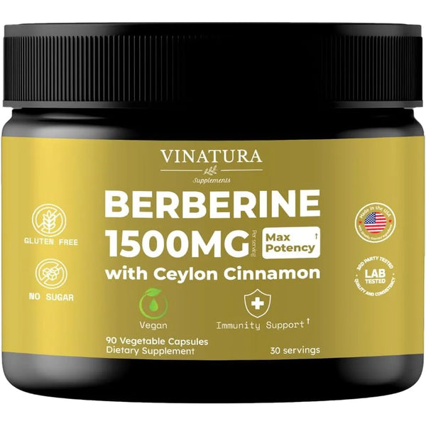 Berberina 1500mg Con Canela De Ceilán Alta Potencia 90 Cápsu - Imagen 1
