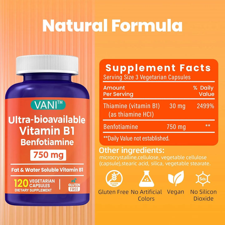 Benfotiamina 750 Mg Con Tiamina B1 Soluble En Agua Y Grasa E - Imagen 4