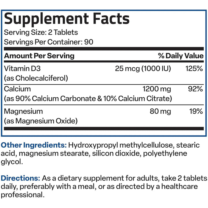 Calcio 1200 Mg Liberación Sostenida Vitamina D3 1000 Ui 180 - Imagen 6