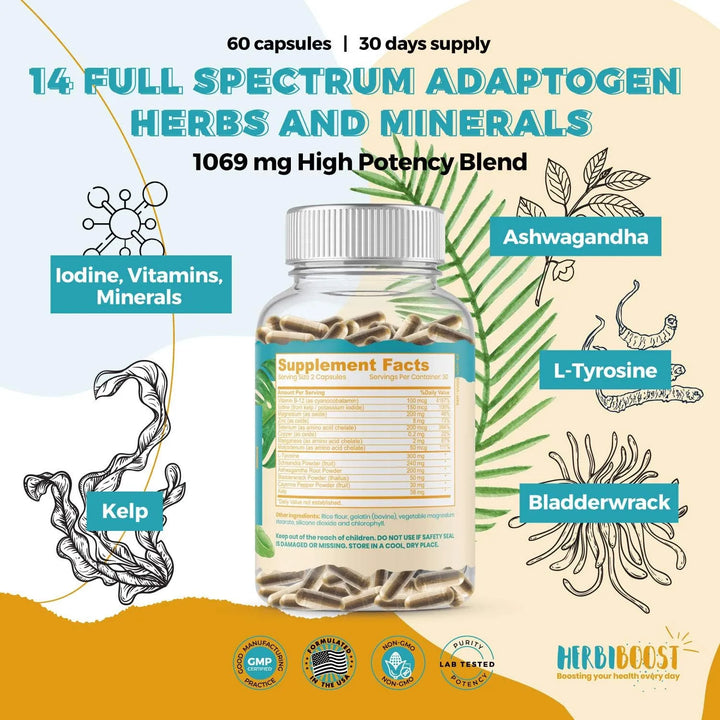 Apoyo Tiroides Mujeres Yodo Extra Fuerte 1069 Mg Metabolismo - Imagen 2