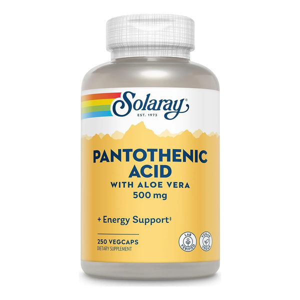 Ácido Pantoténico 500 Mg Solaray Vitamina B5 Energía Piel Cabello Uñas Vegano