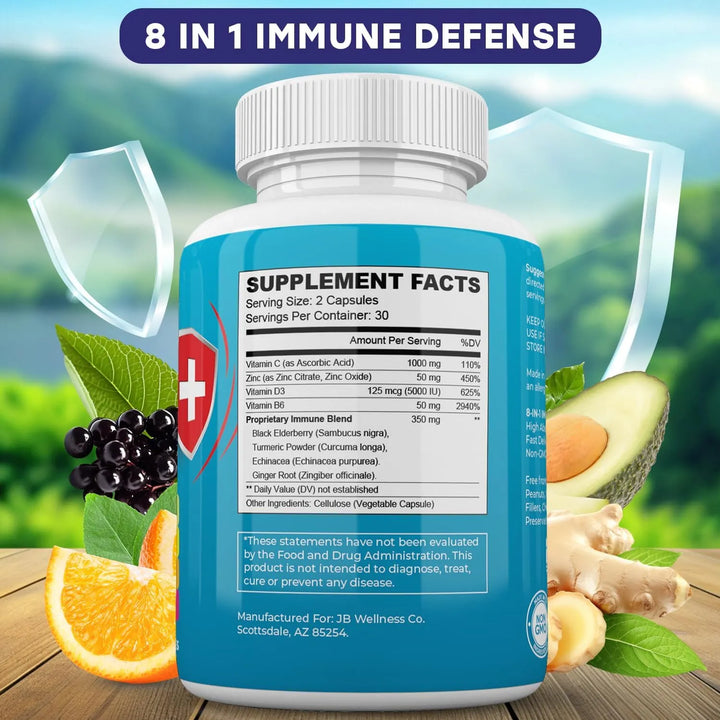Cápsulas Apoyo Inmunológico 8 En 1 Zinc Vitamina D3 125 Mcg - Imagen 2