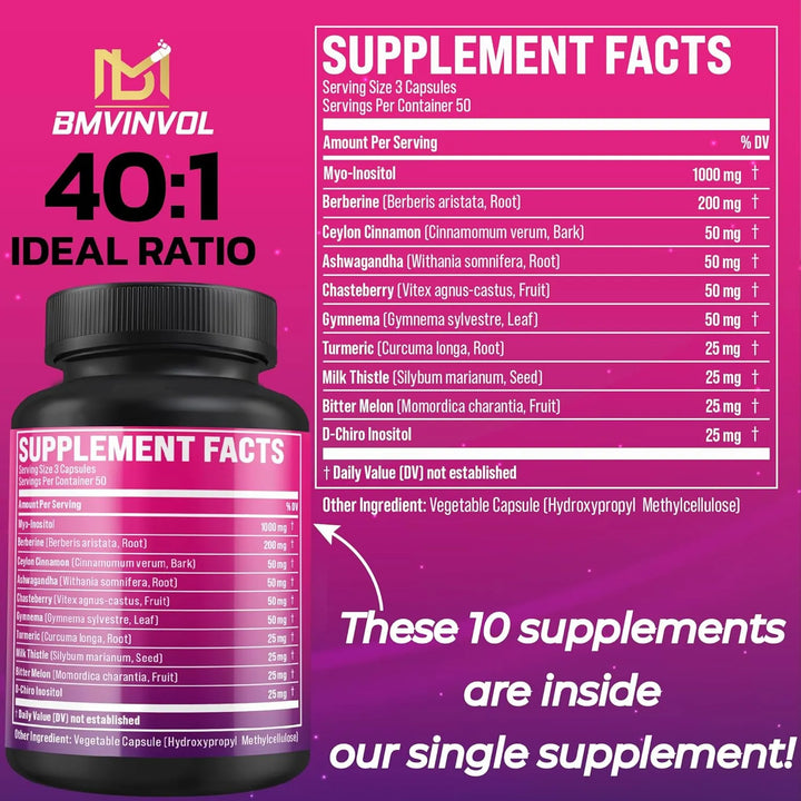Inositol Myo D-chiro 40 A 1 Berberina Canela Ashwagandha 150 - Imagen 2