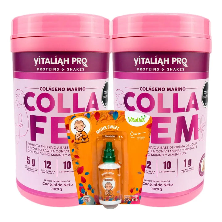 Kit X2 Collafem Colágeno Marino Hidrolizado + Endulzante Monk 30ml - Imagen 1