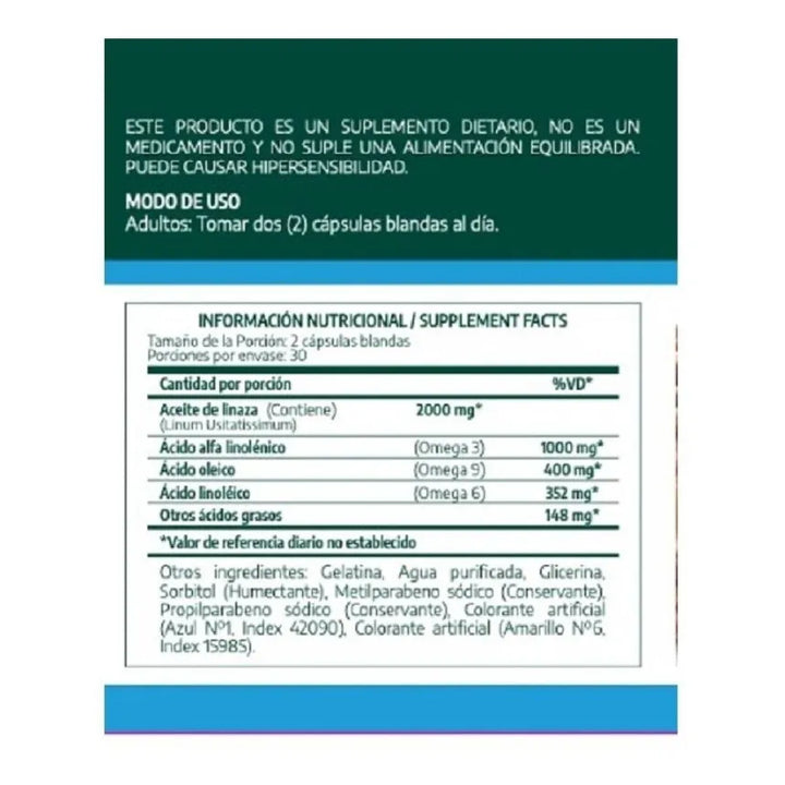 Aceite De Linaza X60 Capsulas Hilda Strauss Natural - Imagen 2