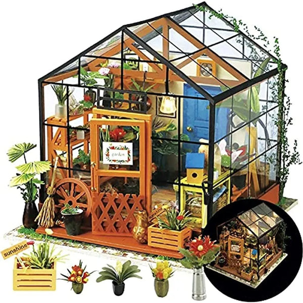 Rolife DIY Miniatures Dollhouse Kit Invernadero Luz LED Manualidades Adultos