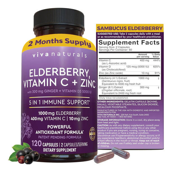 Cápsulas De Saúco Negro Con Vitamina C Y Zinc Para Adultos 5 - Imagen 1
