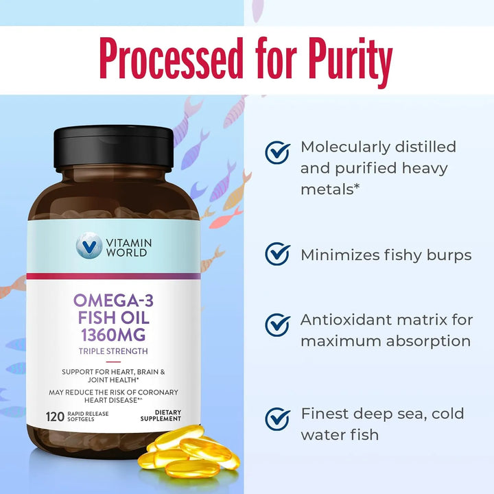 Aceite De Pescado Omega 3 Triple Potencia 1360 Mg 950 Mg Epa - Imagen 5