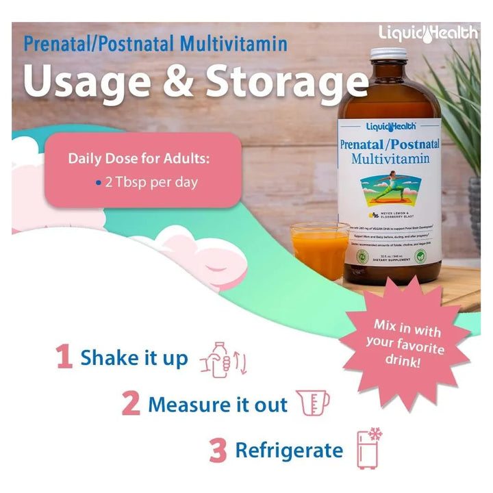 Multivitamínico Líquido Prenatal Posnatal Para Mujer Con Fol - Imagen 4