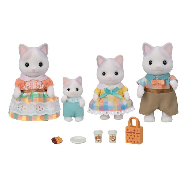 Calico Critters Latte Cat Family Sylvanian Amigos Peluches Para Niños Creatividad Y Diversión