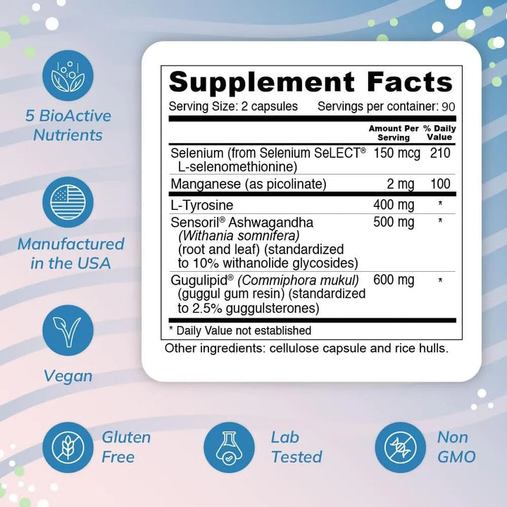 Ayudante Natural Para Tiroides Metabolismo Energía 180 Cápsu - Imagen 3