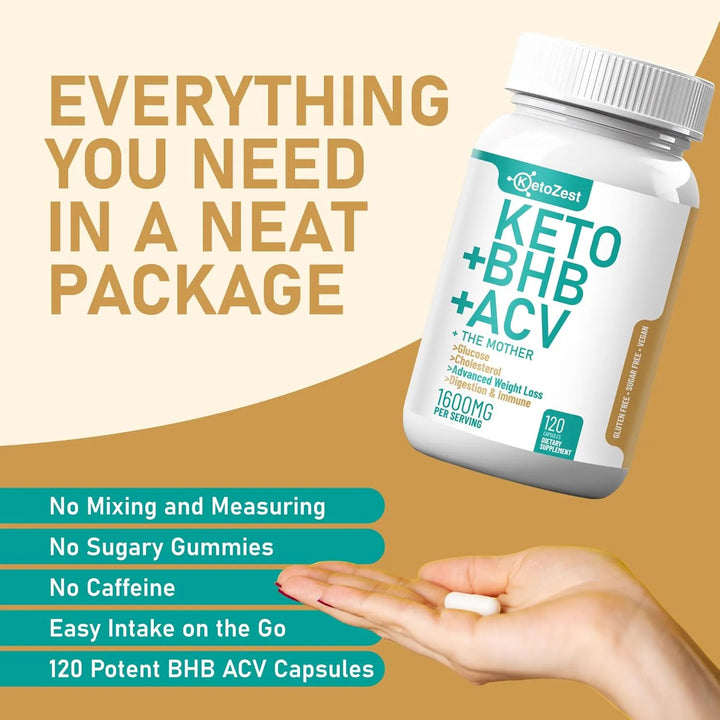 Cápsulas Keto Acv Bhb 1600 Mg Para Quema De Grasa Abdominal - Imagen 3