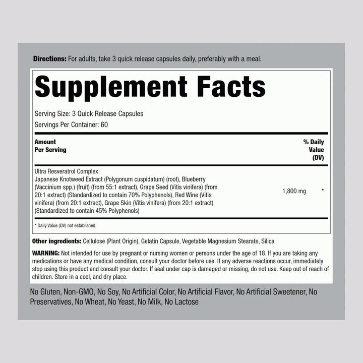 Complejo De Resveratrol 1800 Mg 180 Cápsulas Extracto De Sem - Imagen 2