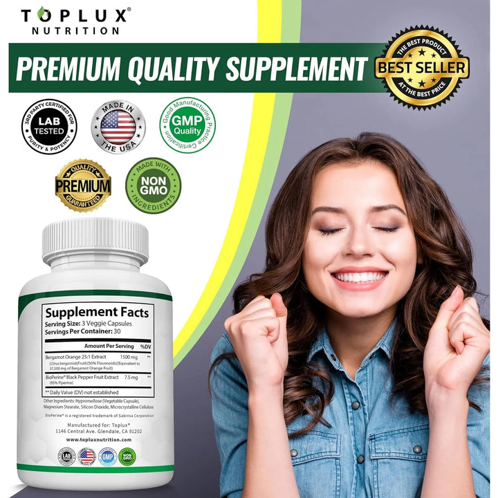Bergamota Cítrica 1500 Mg Extracto 251 Alta Absorción Antiox - Imagen 7