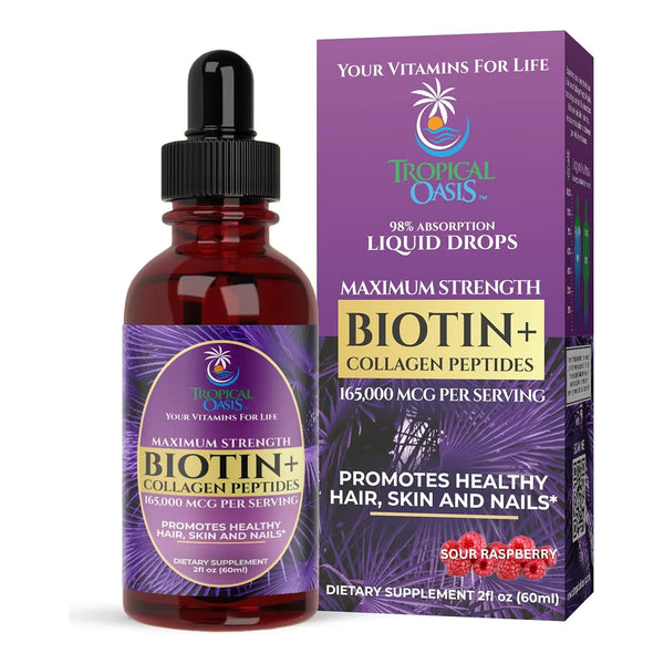 Gotas Líquidas De Biotina Y Colágeno 165000 Mcg Para Crecimi - Imagen 1