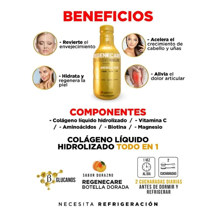 Colágeno Botella Dorado Durazno - Imagen 2