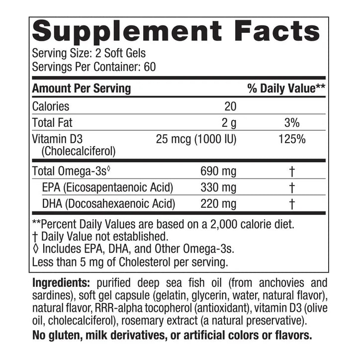Aceite De Pescado Omega 3d Limón 120 Geles Blandos 690 Mg Om - Imagen 2