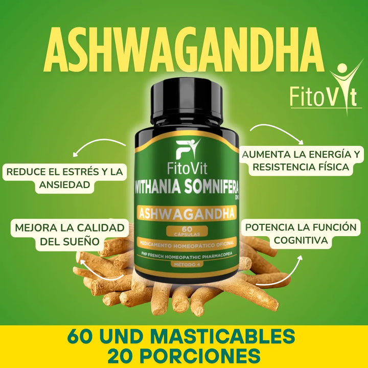 Ashwagandha Organica Y Pura 500mg Por Capsula Fitovit Original - Imagen 8