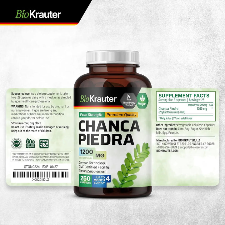 Cápsulas Chanca Piedra 1200 Mg 250 Unidades Limpieza Renal S - Imagen 8