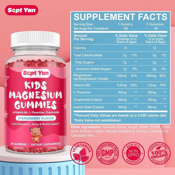 Gomitas De Magnesio Para Niños Sabor Fresa Con Vitamina B6 L - Imagen 7