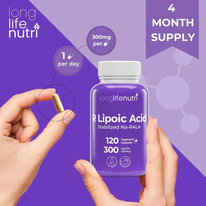 Ácido R-alfa Lipoico 300 Mg 120 Cápsulas Activas Estabilizad - Imagen 5