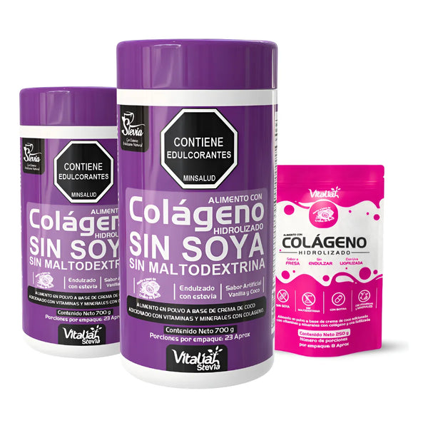 Kit Colágeno Hidrolizado Vitaliah Vainilla X2 + Doypack Fresa - Imagen 1